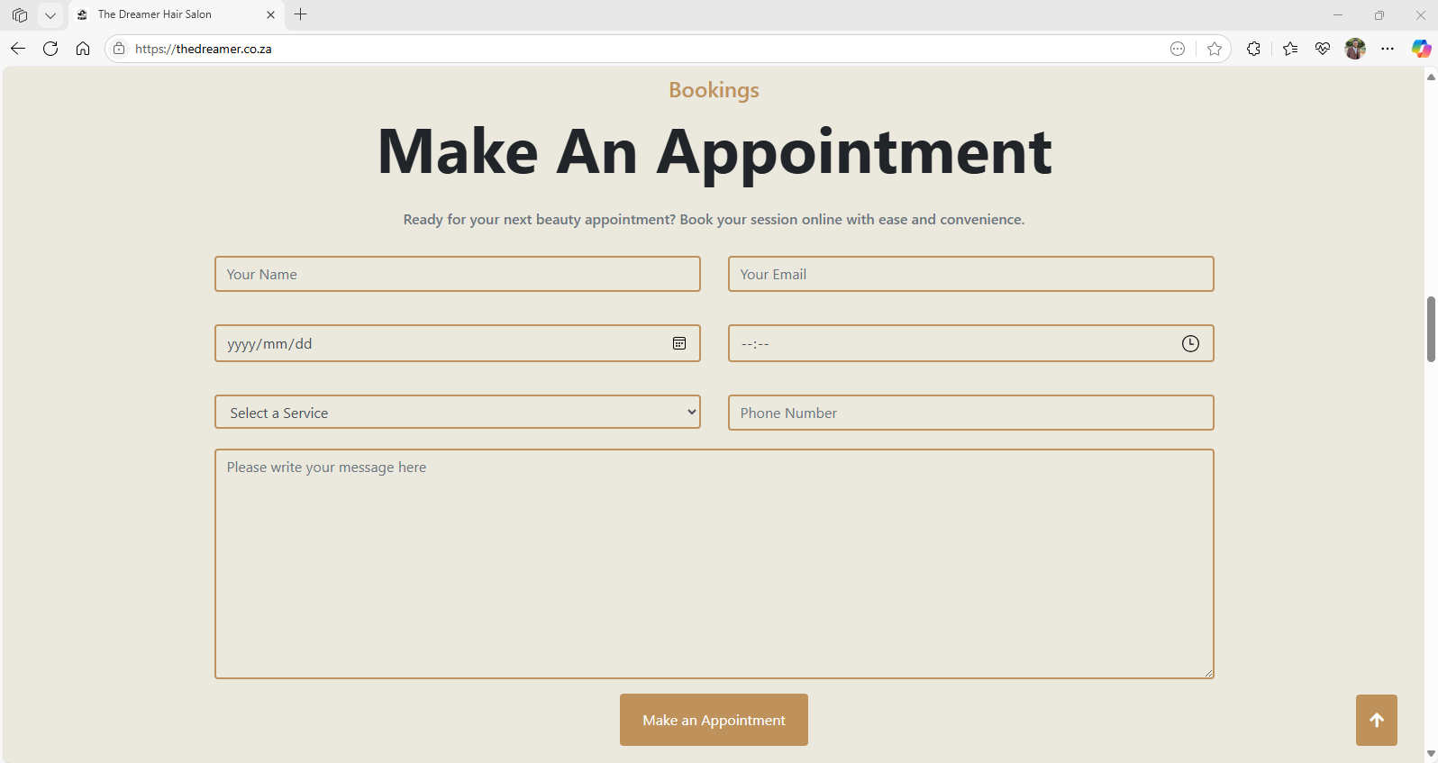 The Dreamer Booking Screenshot