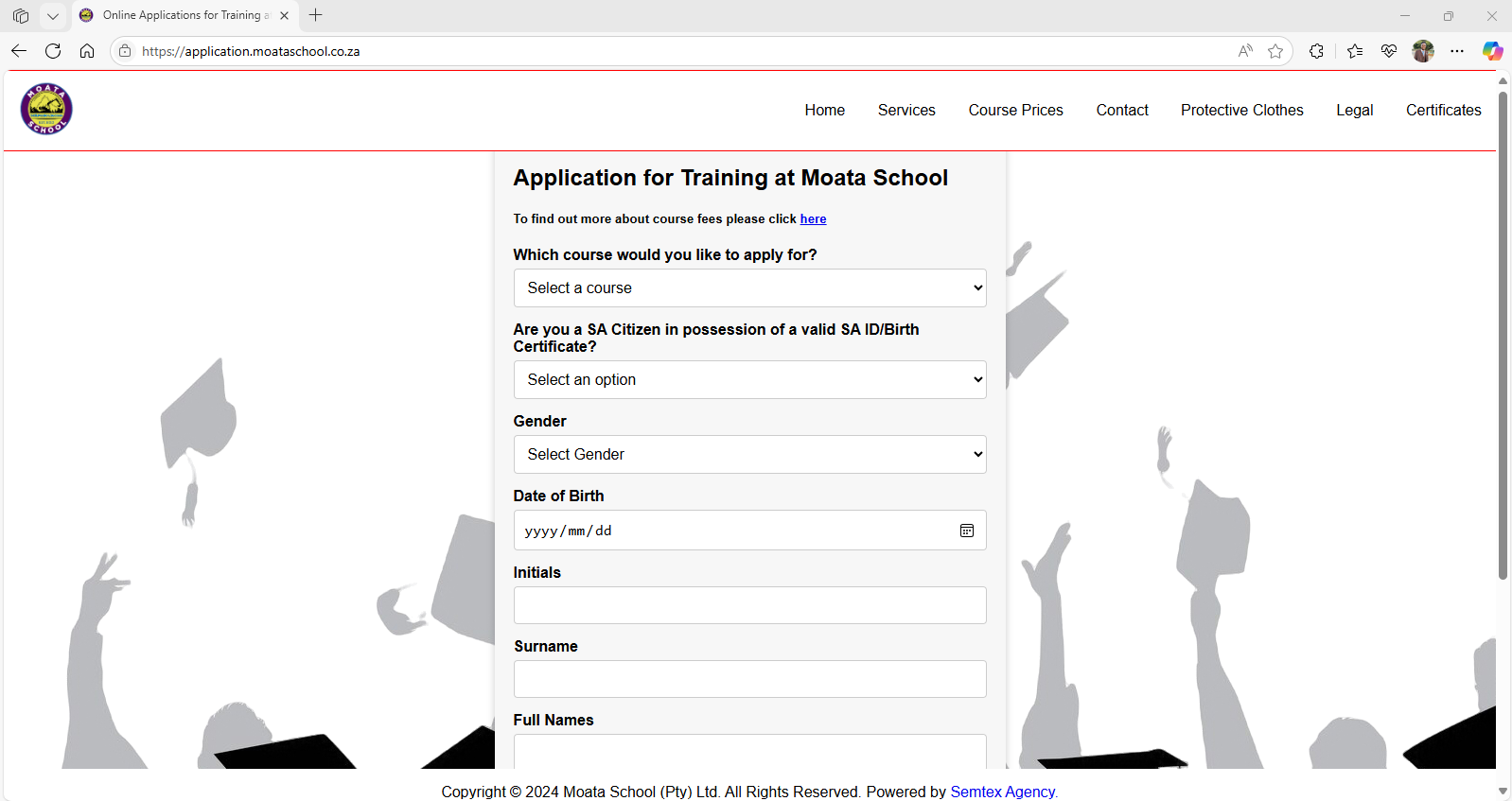 Moata Online Applications Screenshot
