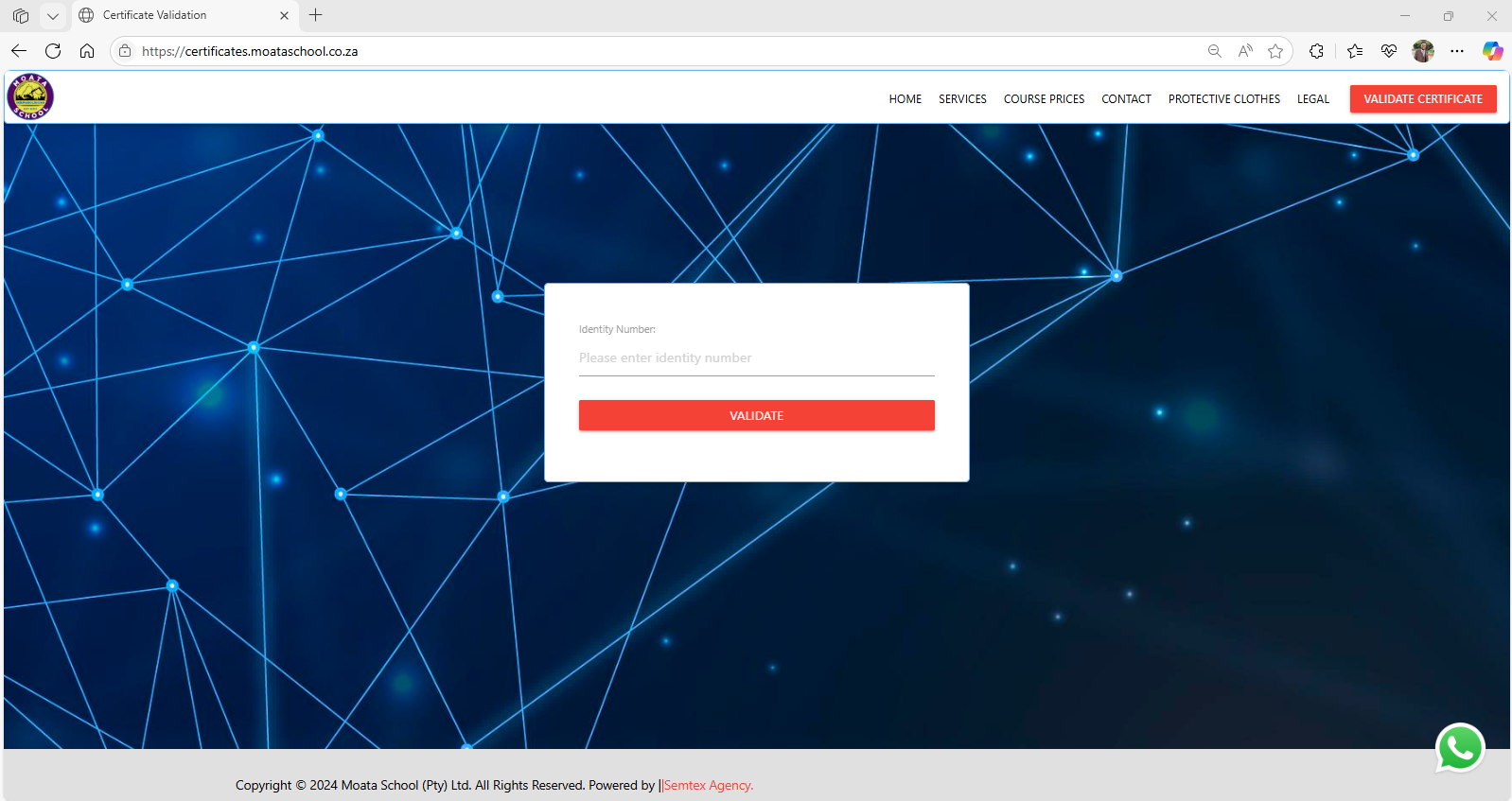 Moata Certificate System Screenshot